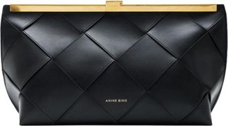 Anine Bing Clutch Gevlochten Leer - Dames - Clutches - Zwart - ONE Size - Leer - Tassen