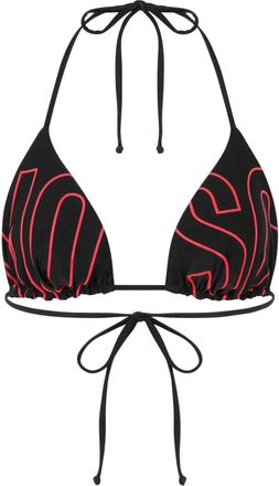 Moschino Top bikini a triangolo con logo - Nero