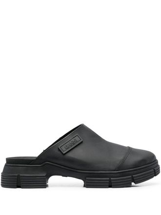 Ganni City chunky-sole mules - women - Polyurethane/Rubber/Polyurethane/Fabric - 36 - Black