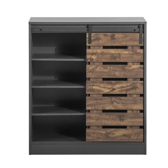 SoBuy Aparador recibidor con puerta corrediza de granero madera gris