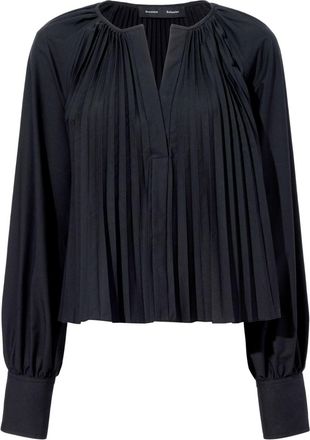 Proenza Schouler Monica pleat-detailing blouse - women - Cotton/Elastane - 2 - Black