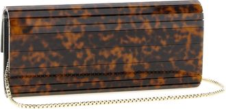 Jimmy Choo London Womens Sweetie Clutch Brown Polyester Leather Brass