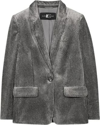 Luisa Cerano Elegante Velvet Jas - Dames - Blazers - Grijs - L - Satijn - Jassen