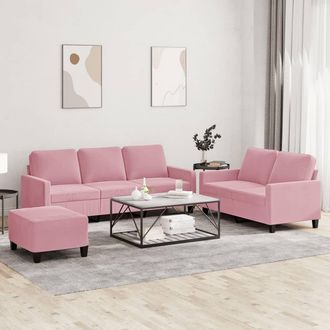 vidaXL Vidaxl - Juego De Sof&aacute;s Con Cojines 3 Piezas Terciopelo Rosa