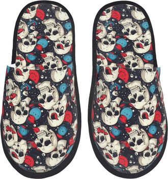 Generic Rock Record Skull Artist Men Women House Slippers Cosy House Shoes Fluffy Sliders For Bedroom Winter Outdoor L