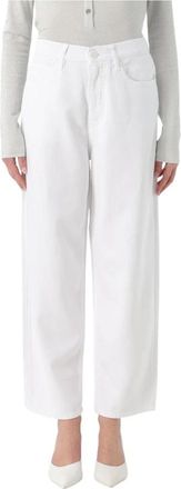 Pinko Wijde pijpen jeans met relaxte pasvorm - Dames - Regular Fit Jeans - Wit - W25 - Katoen - Jeans
