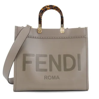 Fendi Gray Leather Tote Bag (Pre-Owned)