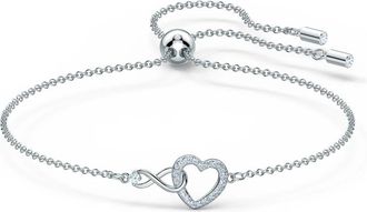 Swarovski Infinity Hart Armband- Rhodium Geplateerd - Dames - Armbanden - Grijs - ONE Size - Accessoires