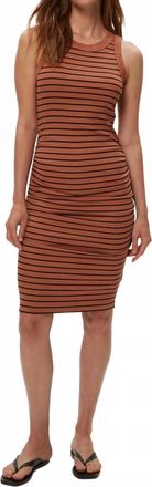 Michael Stars Demi Ribbed Dress In Terra/black