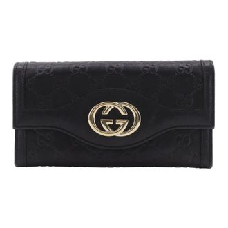 Gucci Black Leather Long Wallet (Bi-Fold) (Pre-Owned)