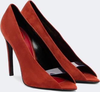 Valentino Garavani R&eacute;v&eacute;l&eacute; suede peep-toe pumps