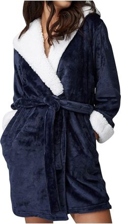 Generic Nightdress for Women UK Hooded Robes Fluffy Plush Dressing Gowns Short Style Night Dress Coral Fleece Bathrobe Nightgowns Soft Comfortable Pyjamas Hom