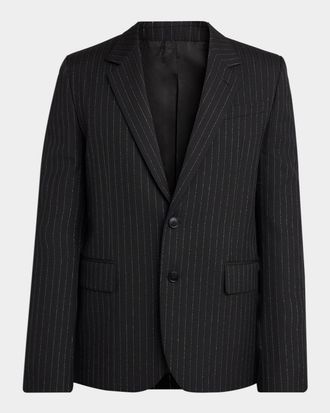 Alexander McQueen Mens Metallic Hairline Stripe Single-Breasted Sport Coat