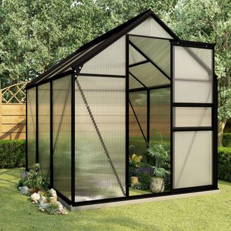 vidaXL Greenhouse with Base Frame Anthracite Aluminum 38.9 ft&sup2;