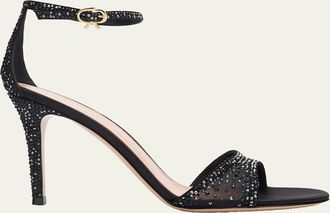 Gianvito Rossi Strass Organza Ankle-Strap Cocktail Sandals