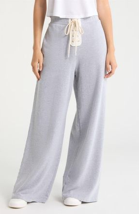 YEAR OF OURS Football Wide Leg Sweatpants in Heather Grey at Nordstrom, Size X-Large