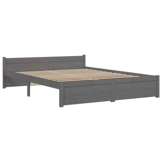 Berkfield Home Beautiful Bed Frame Grey Solid Wood 135x190 cm Double