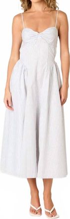 Nia Destene Midi Dress In White Stripe