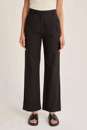 Crescent Erin Straight Leg Linen Trousers In Black
