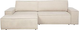 VENTE-UNIQUE.COM Sofá rinconera poliéster 4 plazas beige 267x167cm