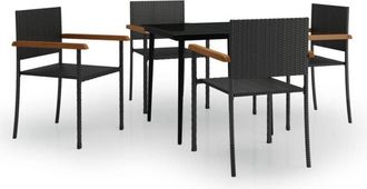 vidaXL 5 Piece Garden Dining Set Black vidaXL