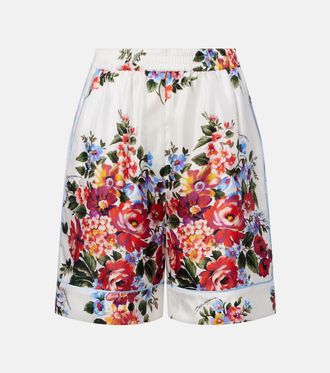 Dolce & Gabbana Shorts in twill di seta con stampa floreale
