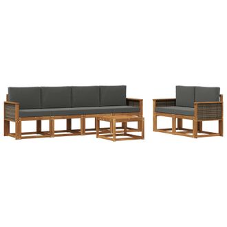 vidaXL Conjunto De Sof&aacute;s De Exterior 6 Pcs Natural Y Antracita Vidaxl