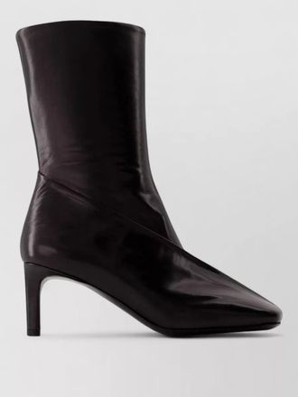 Jil Sander mid calf stiletto leather ankle boots