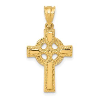 Diamond2Deal 14k Yellow Gold Celtic Cross Pendant