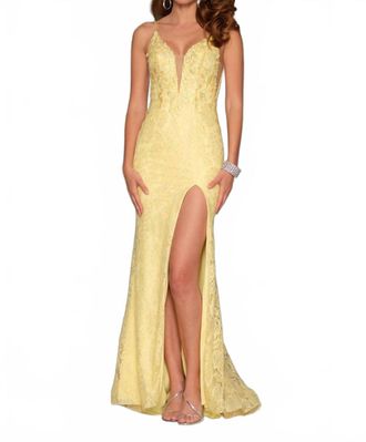 Dave & Johnny Fitted Lace Dress In Yellow