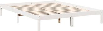 vidaXL Vidaxl - Cama Extralarga Sin Colch&oacute;n Madera Maciza Pino Blanco 160x220cm