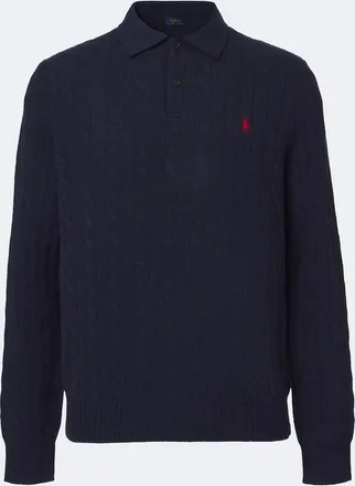 Polo Ralph Lauren Cable-knit wool and cashmere polo sweater