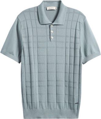 Bugatchi Textured Grid Polo Sweater in Shark at Nordstrom, Size Xxx-Large