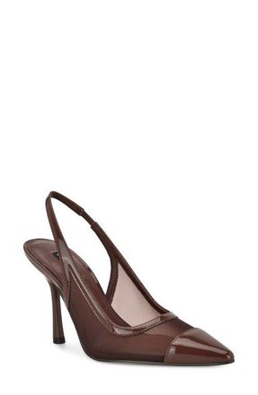 Nine West Jermain Slingback Pointed Toe Pump in Medium Brown at Nordstrom, Size 10.5