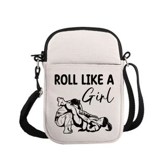 Generic PYOUL Jiu Jitsu Lover Gift Roll Like A G-irl Crossbody Bag Brazilian Jiu Jitsu Fan Travel Bag BJJ Martial Art Gift (Roll Like A G-irl CB)