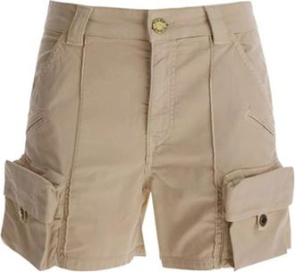 Pinko Porta Shorts Tricottina Stretch - Dames - Bermuda - Beige - L - Katoen - Korte Broeken