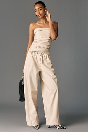 Maeve Sporty Poplin Pull-On Trousers Pants