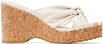 Jimmy Choo London 95mm Avenue wedge sandals - women - Leather - 39 - White