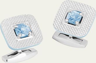 Tateossian Mens Aquamarine Refratto Cufflinks