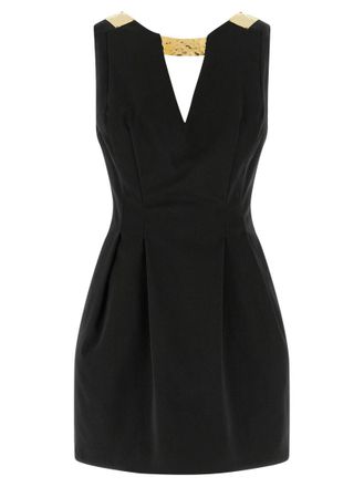 Elisabetta Franchi Black Metal plaque dress