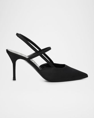 Staud 55mm Sebastian Satin Slingback Pumps