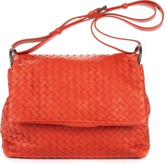 Bottega Veneta Pre-owned Womens Flap Messenger Shoulder Bag - Orange - One Size