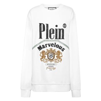 Philipp Plein Pullover Round Neck LS Marvelous - Dames - Sweatshirts - Wit - M - Katoen - Hoodies & sweatvesten
