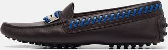 Tod's Tods Dark Brown Leather Whip Stitch Trim Detail Penny Loafers