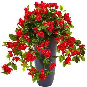 Nearly Natural 26-in Bougainvillea Artificial Plant in Planter UV Resistant in Red at Nordstrom