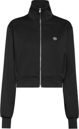 Philipp Plein Chenille Zip Jacket Fatale - Dames - Vesten met rits - Zwart - S - Polyester - Hoodies & sweatvesten
