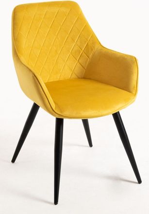 Regalos Miguel Silla en color amarillo de estilo boho en terciopelo