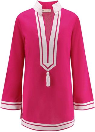 Tory Burch Short cotton dress with contrasting profiles