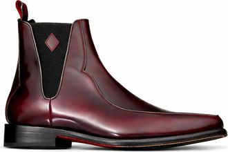 Jeffery West Mens Melly Scotts Piped Apron Chelsea boot - Red Leather - Size UK 10