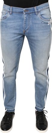 Dolce & Gabbana Blue Cotton Stretch Skinny Denim GOLD Mens Jeans